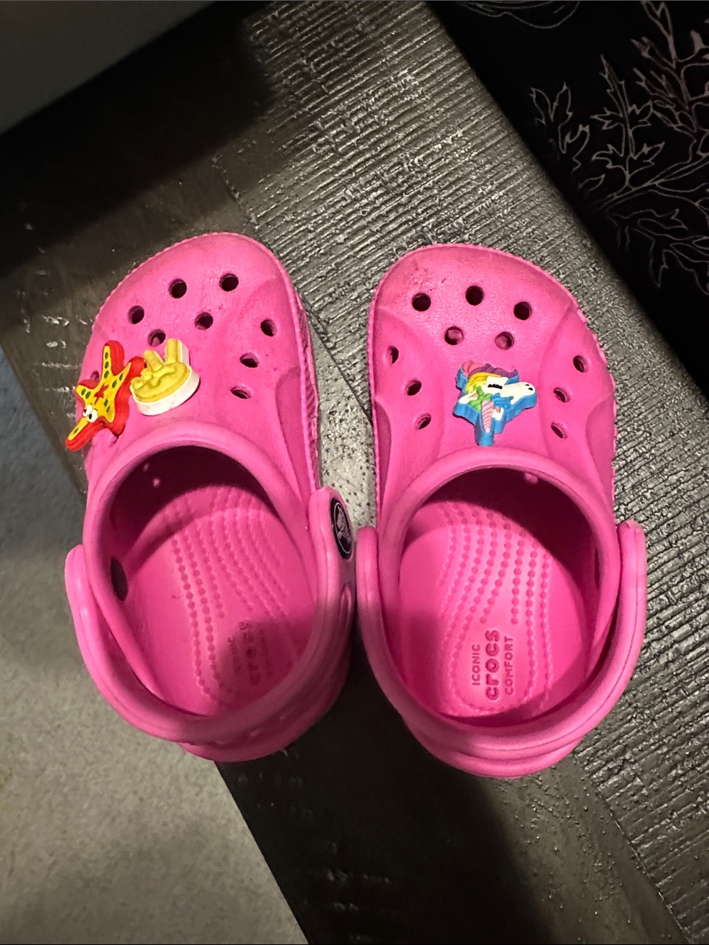 CROCS Kids Hot Pink Clog Sandals with Fun Charms